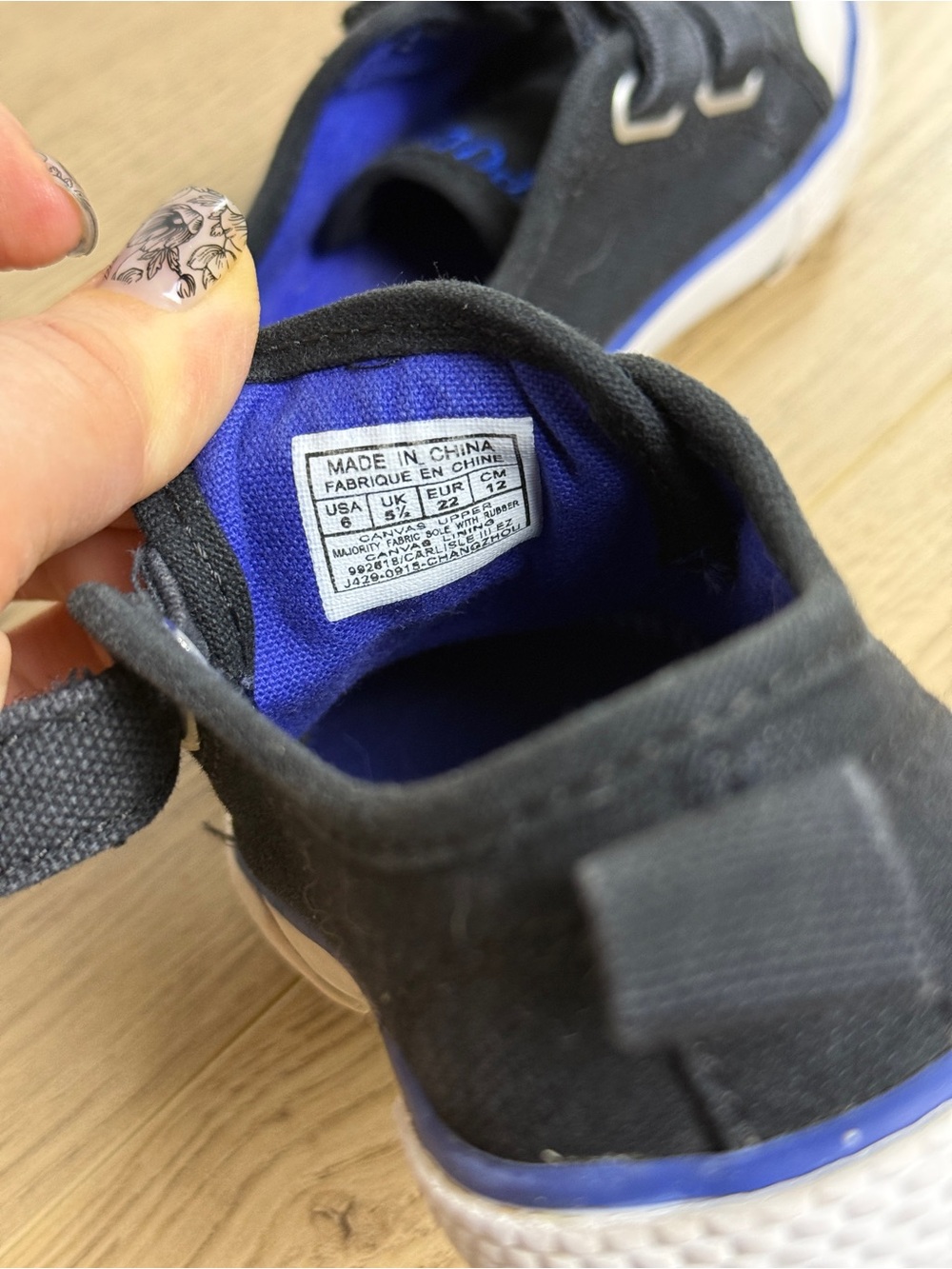 Polo by Ralph Lauren Black Canvas Kids Sneakers with Blue Logo - Picture 8 of 8